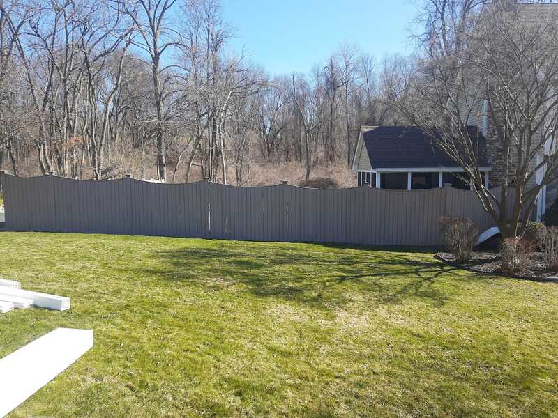 old wooden fence replacement vinyl fence installed